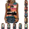 Women's Fashionable Casual Hawaiian Print Sleeveless Button Vest Top