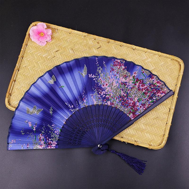 New Chinese Style Silk Fan Bamboo Antique Folding Fan Summer Female Dance Fan Portable Fan Hand Fan Durable Household