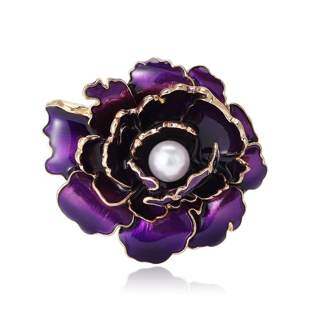 High-End Exquisite Enamel Peony Brooch Temperament High-End Women'S Cheongsam Shawl Corsage Jewelry Pin