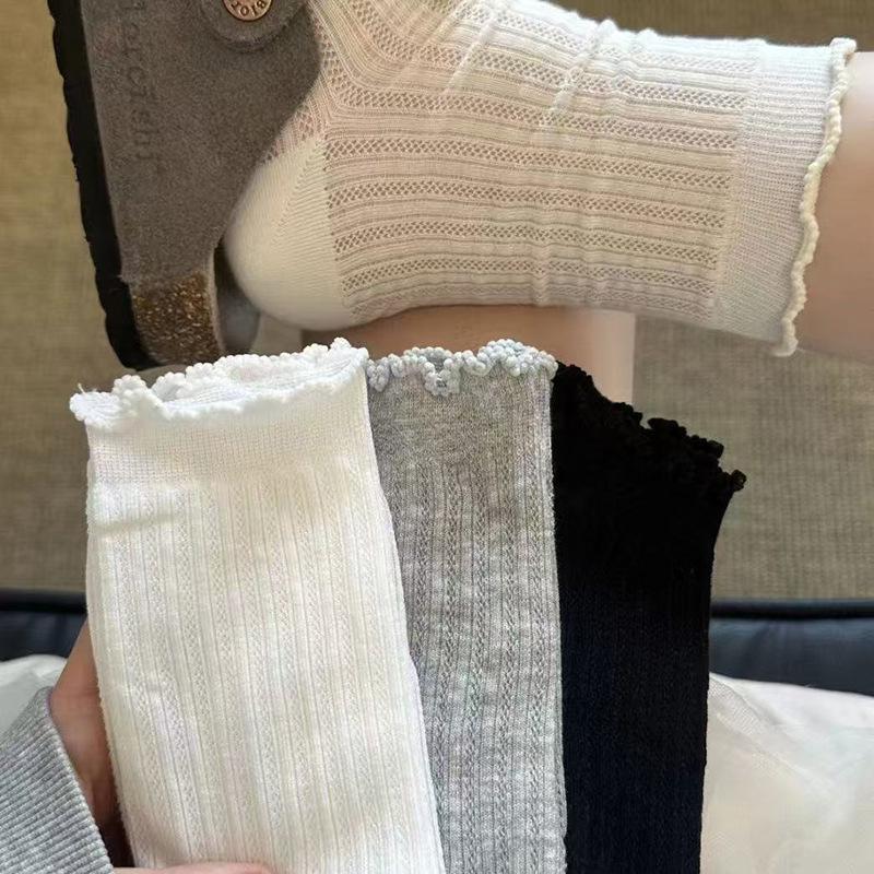 Șosete Dama Mid-Calf - Primăvară/Vară, Florale Japoneze la Modă, Stil Coreean