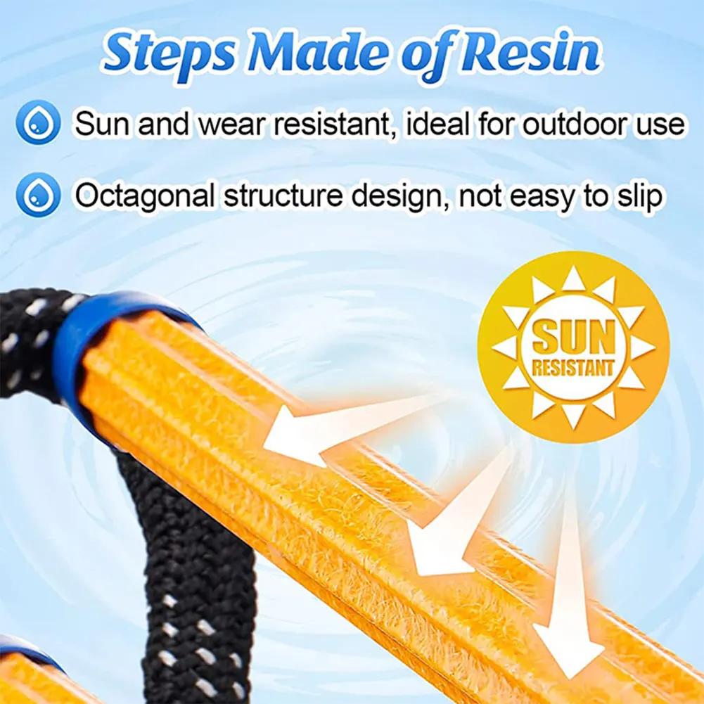 Launching Ladder Boat Rope Ladder Folding Auxiliary Marine Rope 3/4/5 Step Portable Rope Boarding Ladder for Inflatable Boat