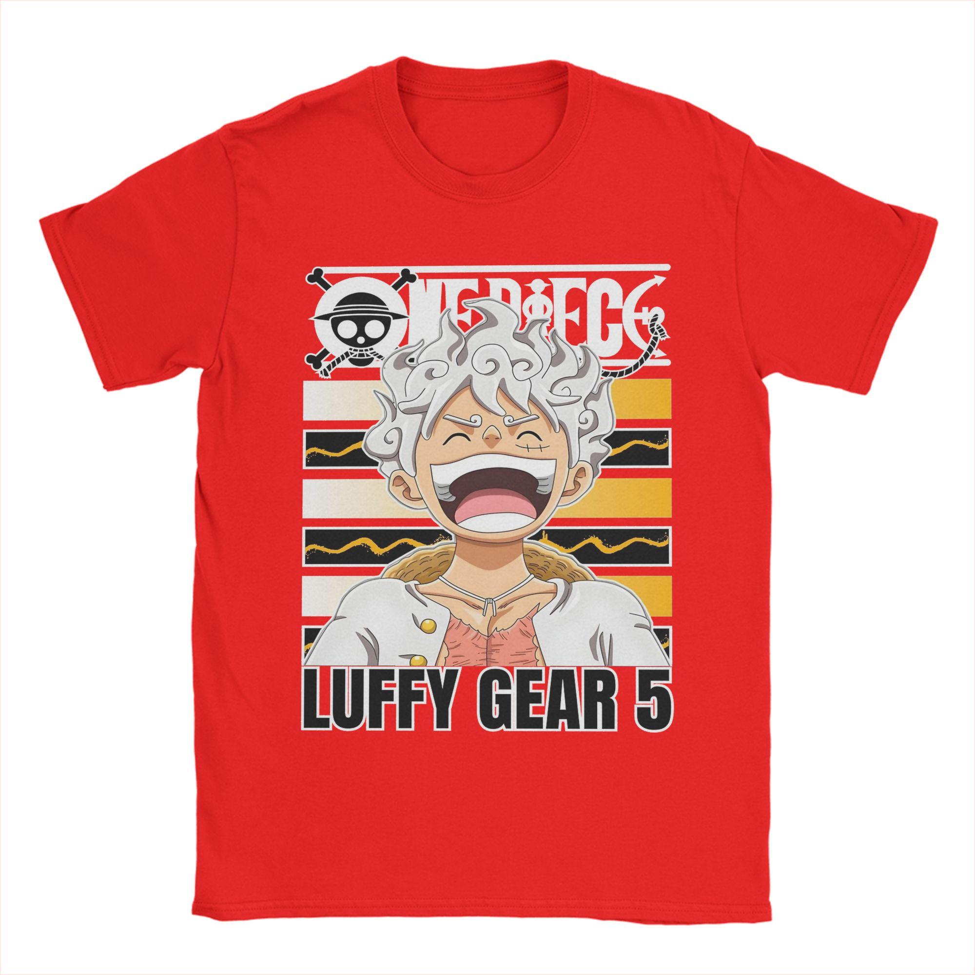 

Vintage Ones Pieces Luffy Gear 5 TShirts for Unisex Round Collar Cotton T Shirt Short Sleeve Tee Shirt Printed Tops S