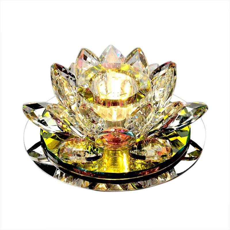 Crystal LED Ceiling Light 3W Modern LED Crystal Lamp Kitchen Aisle Light Chandeliers Lamp Hall Lighting Lotus Lights