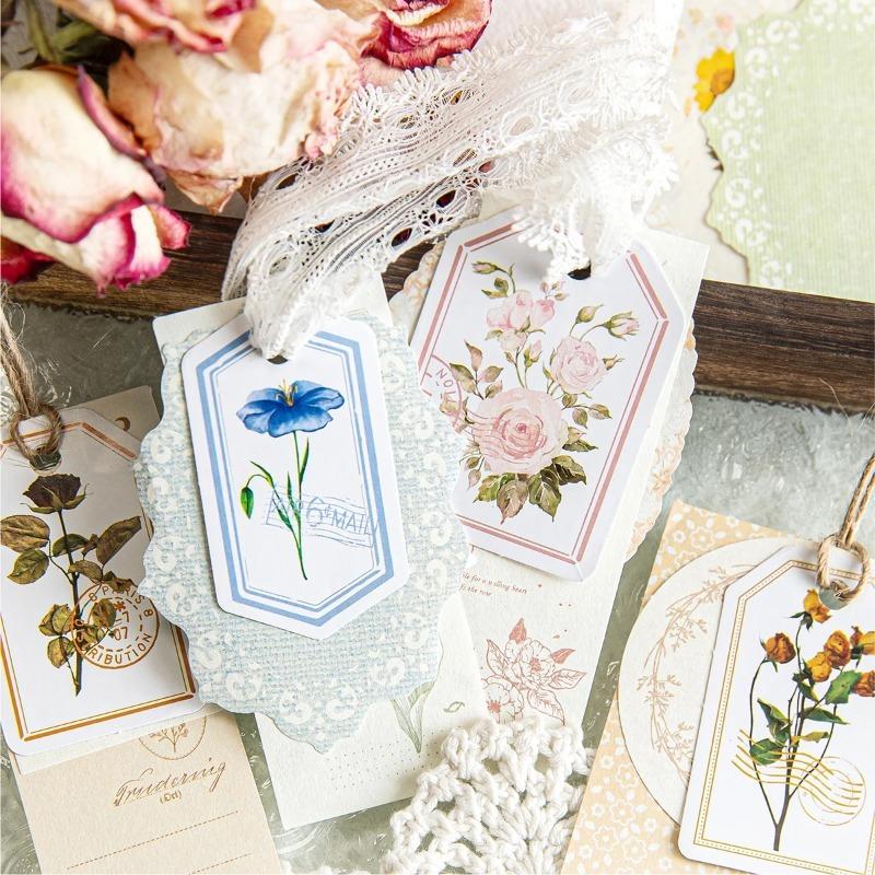 100pcs/set Mixed Material Pack Flower Series Hollow Lace Handbook Border Primer Paper DIY Decorative Sticker Notes Scrapbook