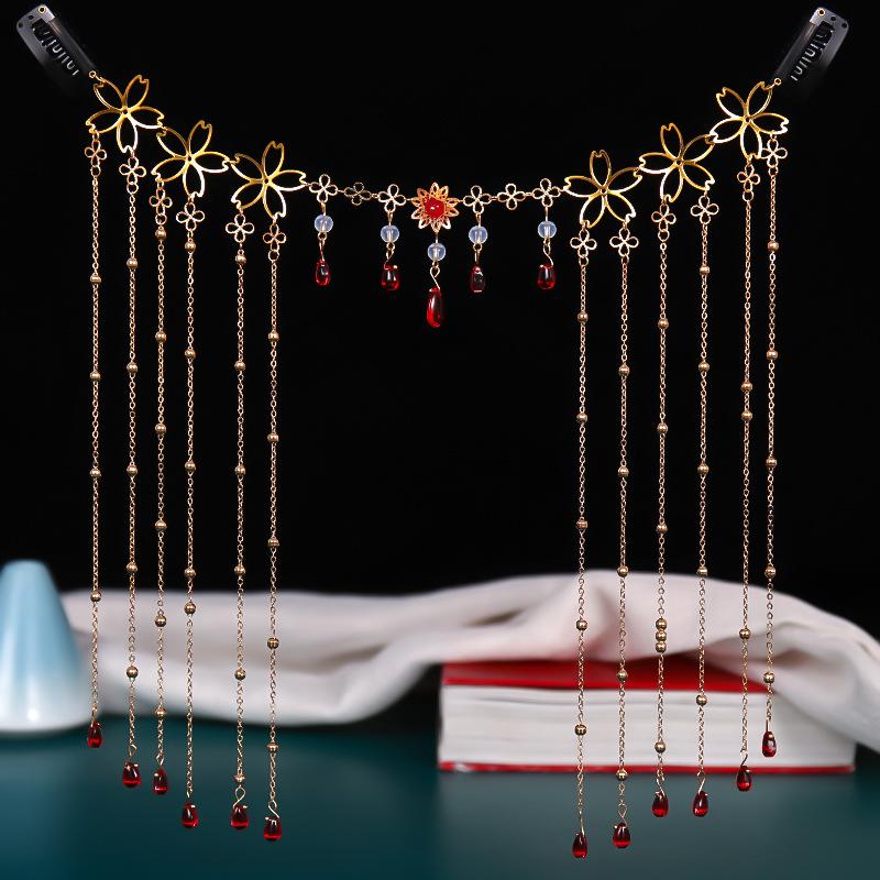 Vintage princeznovské vlasové doplňky: Řetízek na čelo a přívěsek na obočí s dlouhým střapcem