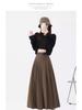 Women's High Waist Gray A-Line Pleated Mid-Length Skirt - Spring, Summer, Autumn 2025