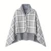 Double-Layer Fleece Shawl Blanket with Buckle - Warm, Multifunctional Office Blanket for Women