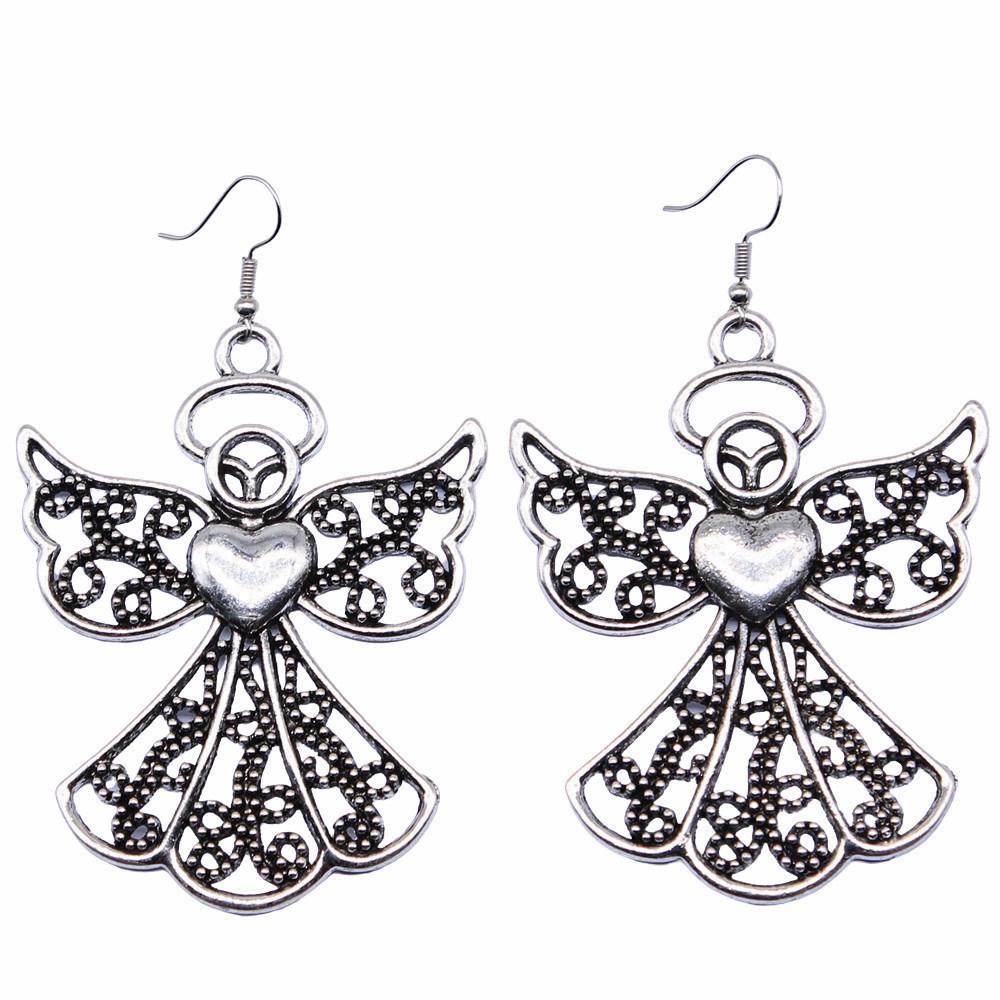 Angel Charm Dangle Earrings Retro Jewelry Design Wing Pendants Women Jewelry