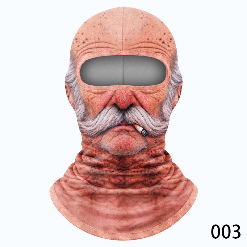 Funny Old Man Ski Mask Realistic Face Summer 3D Printed Full Face Mask For Skiing Snowboarding Outdoor Sports