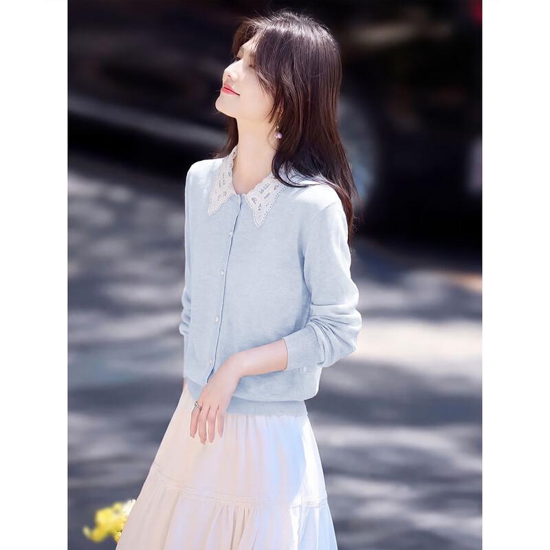 

Women s Color-Block Hollow-Out Knitted Cardigan One Size