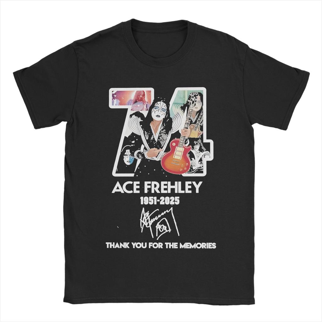 Rip Ace Frehley The Spaceman 1951-2025 kiss band Apparel Men Women T Shirt 100% Cotton Tee New Arrival  T-shirt Clothing