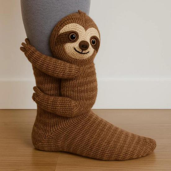Knitted Animal Socks Warm Floor Socks with Cute Animal Dolls Indoor Winter Socks
