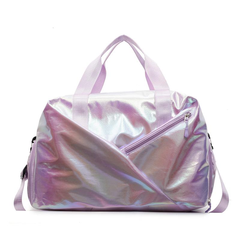 New colorful aurora glossy travel bag men's large-capacity hand luggage bag leisure sports fitness bag women
