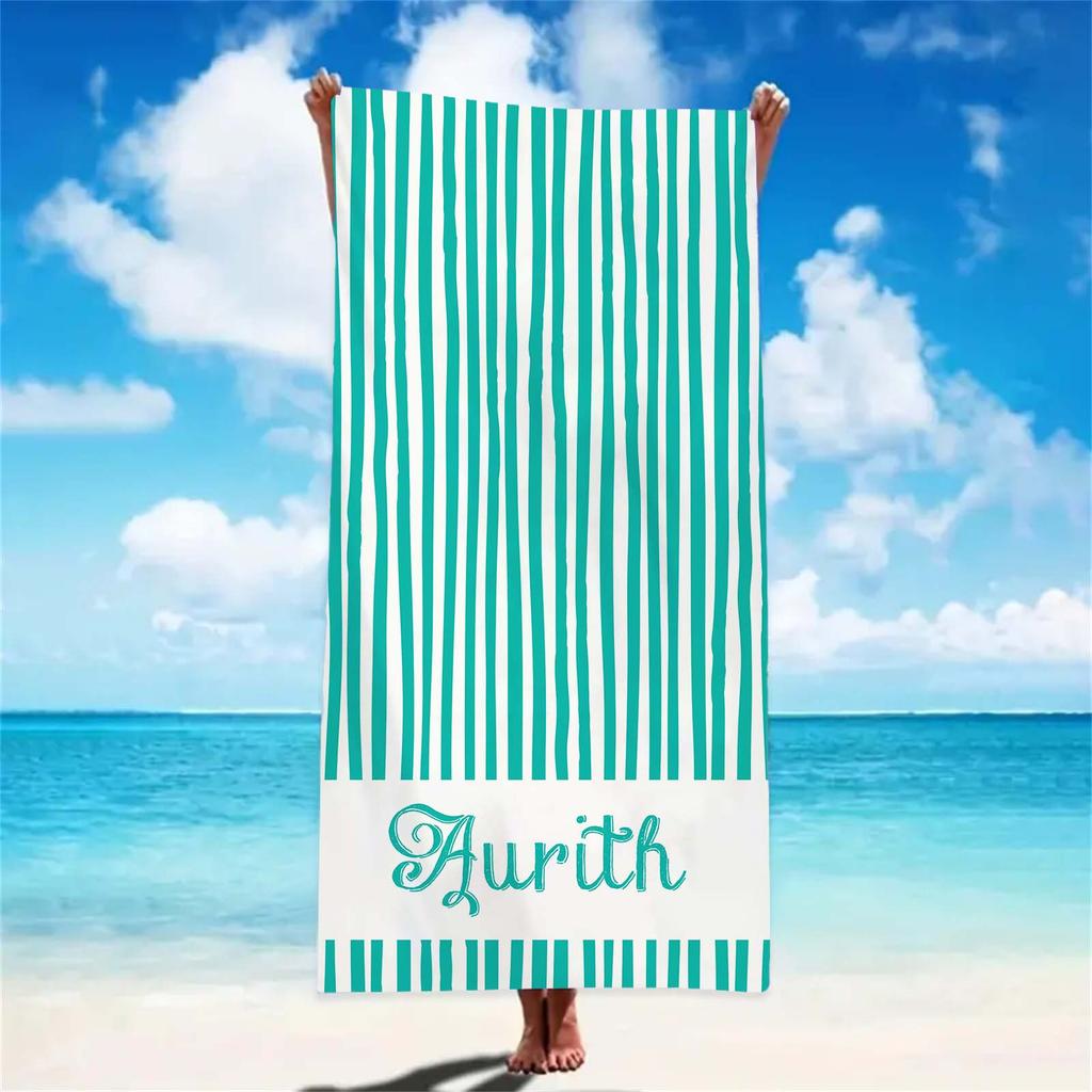 Personalized Girls Beach Towel With Name Custom Beach Towels Striped Pool Towel with Logo Text For Wholesale Beach Accessories