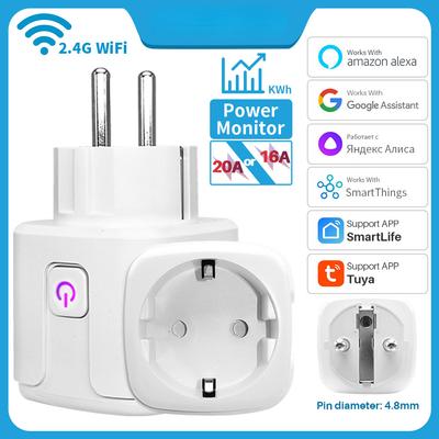 Tuay Smart Socket EU16A/20A Wifi Smart Plug with Power Monitoring Smart Life APP Remote Control Support Google Assistant Alexa