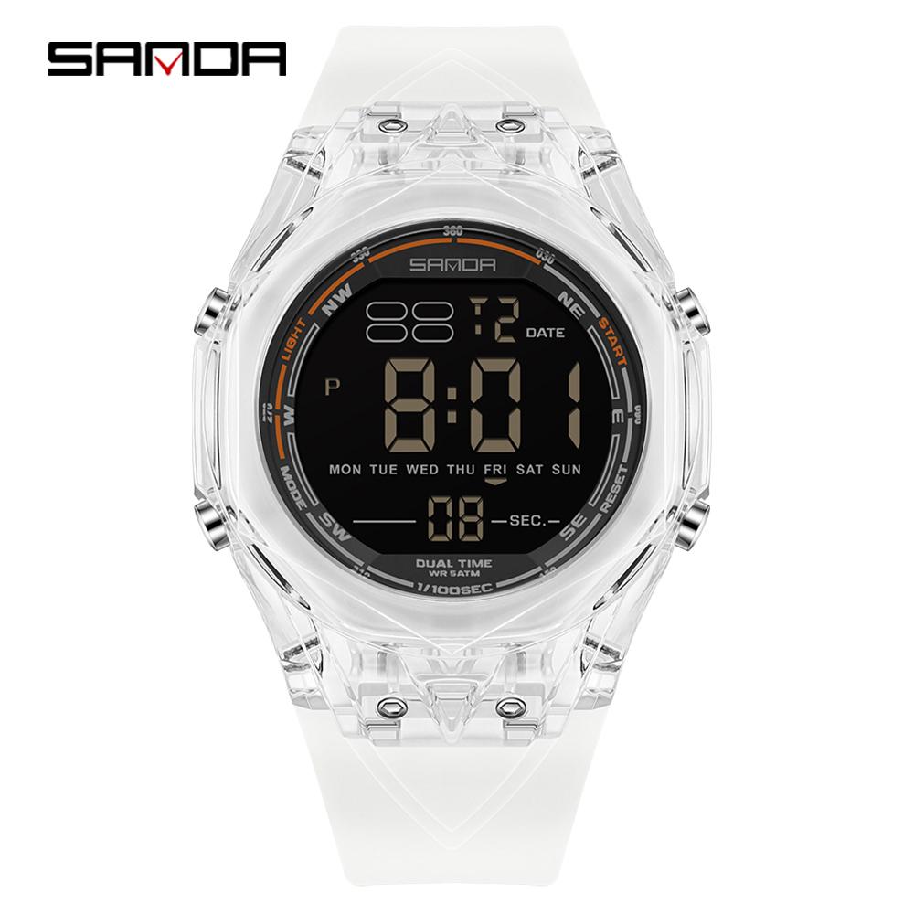 SANDA New 6289 Fashion Student Electronic Watch Sports Multi Functional Waterproof LED Student Electronic Watch Alarm Clock