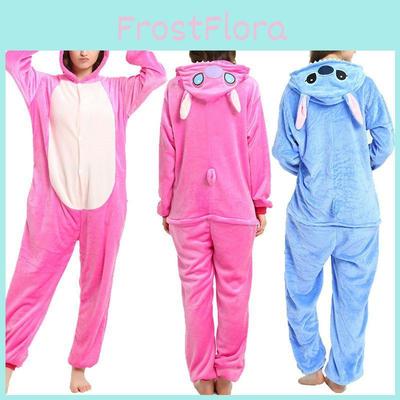 Flanelový overal s kapucí Stitch Pyžamo Ideální na zimu a Halloweenský Cosplay