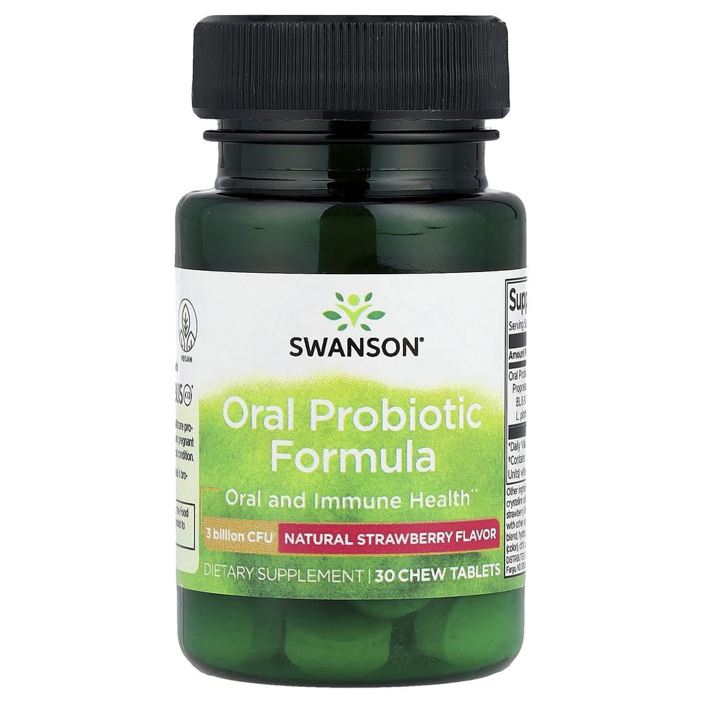 Oral Probiotic Formula, Natural Strawberry Flavor, 3 Billion CFU, 30 Chewable Tablets