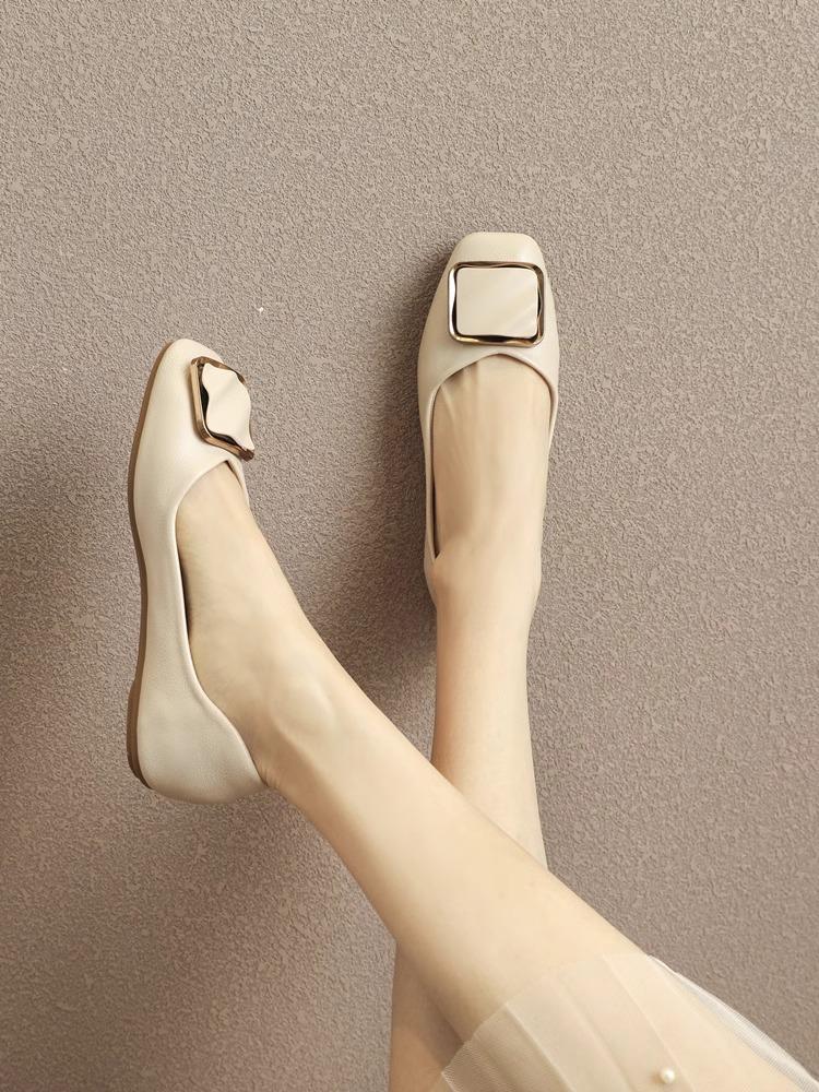 Late evening wind fairy gentle flat-soled single shoes women's summer low-heeled shallow mouth Doudou shoes versatile soft-soled shoes spring and