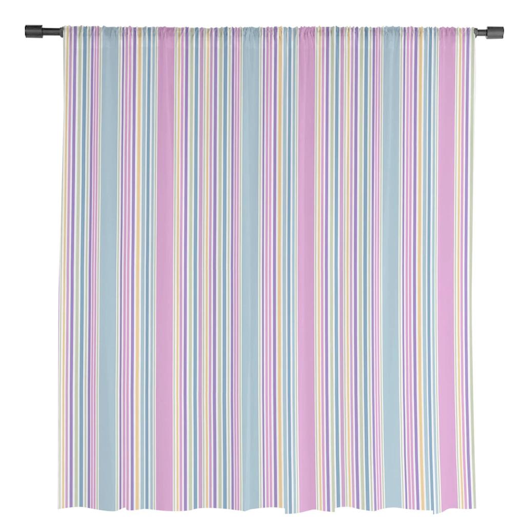 Colorful Striped Texture Tulle Curtains For Living Room Sheer Curtain For Bedroom Window Blinds Voile Curtains