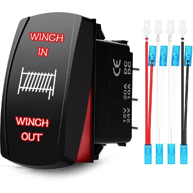 Rocker Switch Replacement for UTV ATV Momentary Winch in/Out with Jumper Wire