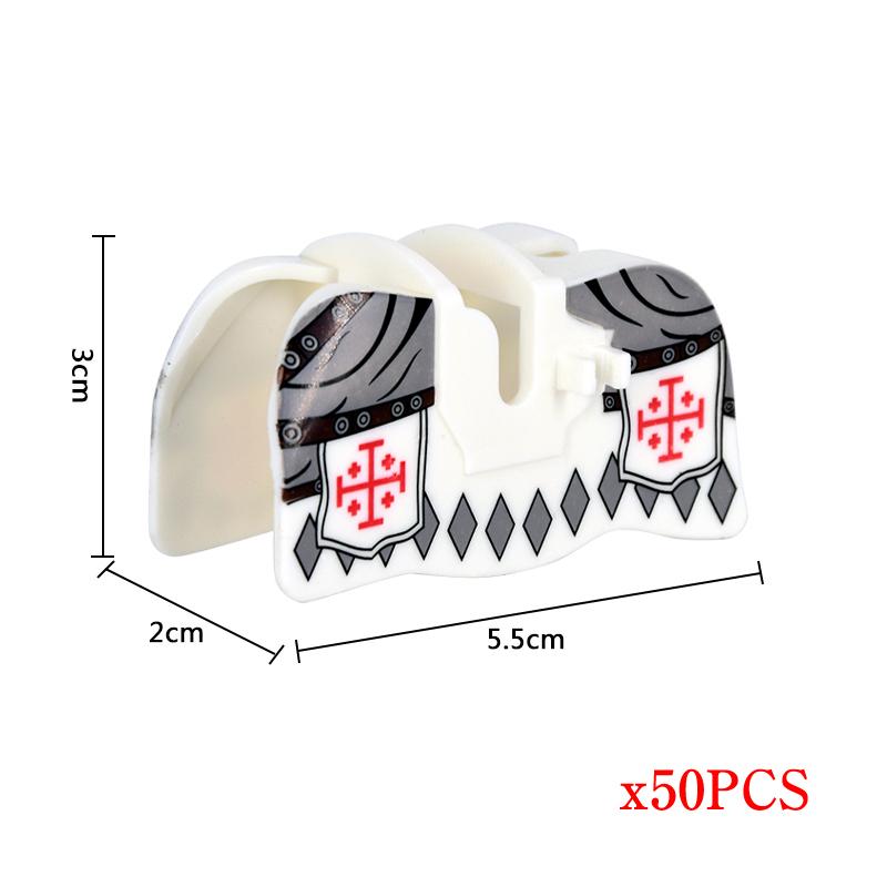 MOC 50 Stück Mittelalter Militär Mittelalter Ritter Kriegspferd Rüstung Pferdeleine Actionfiguren Bausteine Steine Spielzeug Kindergeschenk