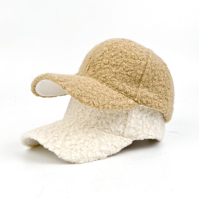 Autumn and Winter Outdoor Light Board Lamb Wool Cap Women's Solid Color Lamb Wool Baseball Cap Men's Thermal Hat