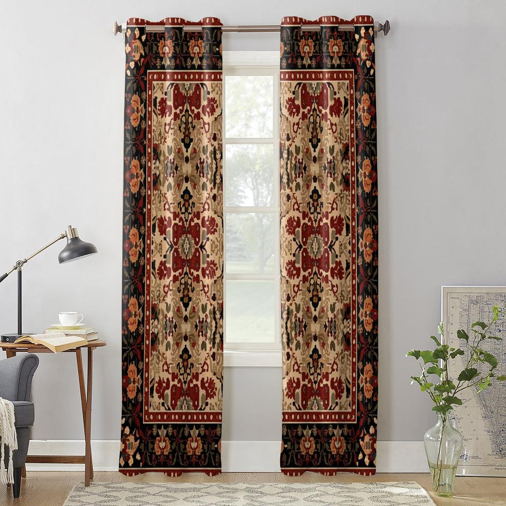 Indian Bohemia Flower Curtains for Bedroom Living Room Window Curtain Treatments Blinds Kitchen Home Decor Drapes
