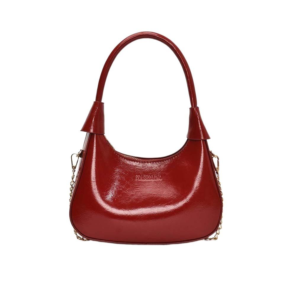 

Элегантная французская сумка подмышку большой вместимости текстурная сумка для хранения ПУ сумка-хобо вечеринка красный