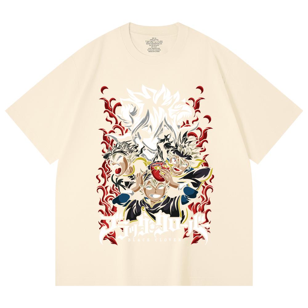 

Черная футболка унисекс из 100% хлопка плотностью 230 г/м² с принтом Black Clover V9 XS абрикосовый