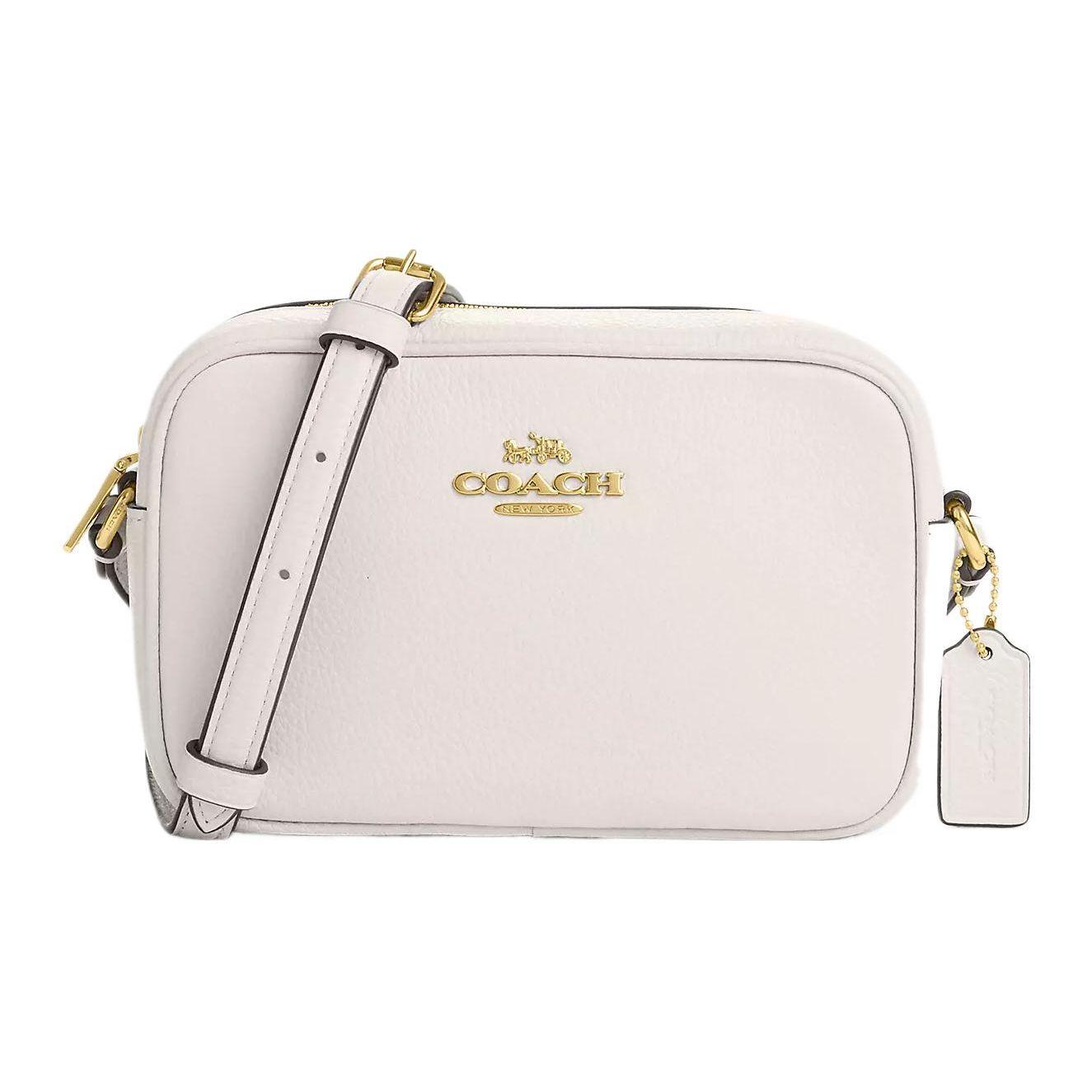 

Coach Jamie 20 Minimalist Logo Plaque Zipper Pebbled Leather Shoulder Crossbody Bag Small Women bags Gold Chalk-White CQ875-IMCHK Basic Set (Bag+Dust Bag)
