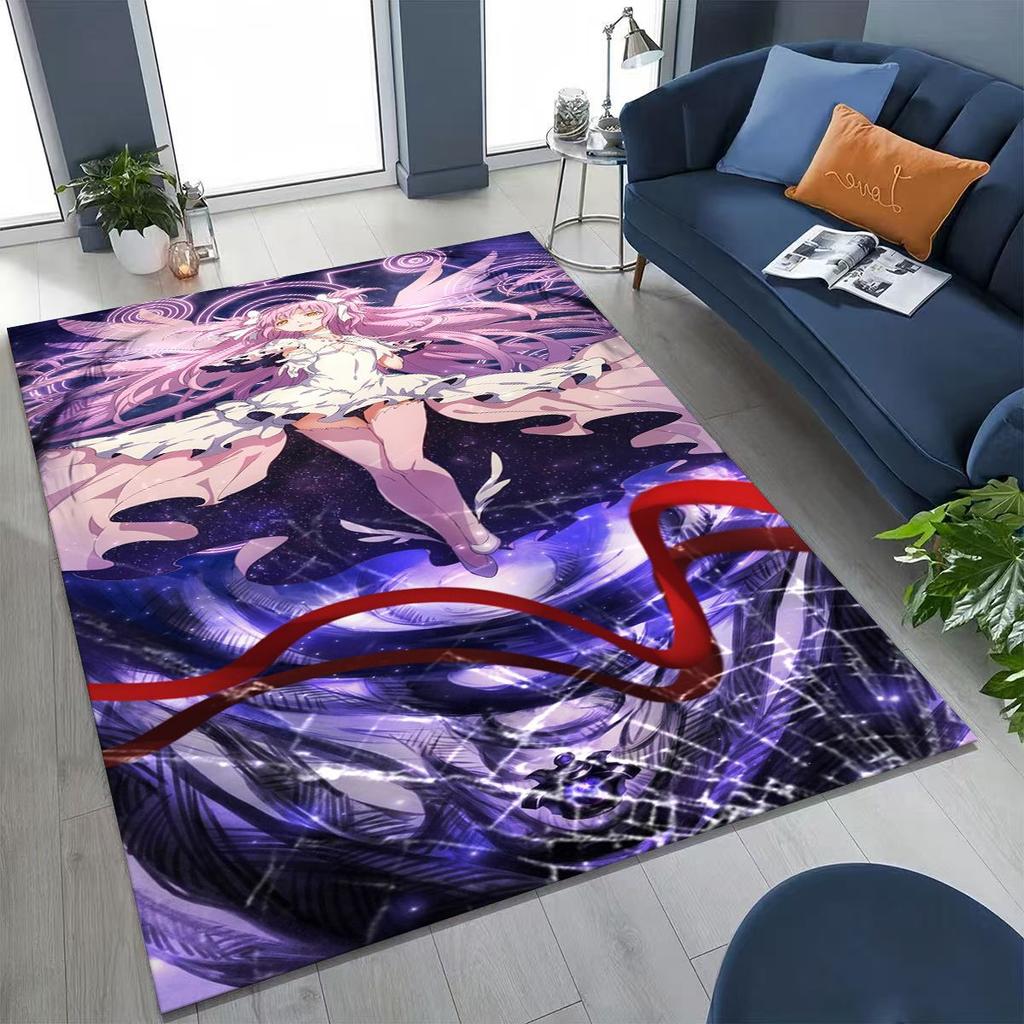 Cartoon Puella Magi Madoka Magica Girl Anime Rug for Bedroom Living Room Sofa Home Doormat Decor,Large Kids Non-slip Floor Mat