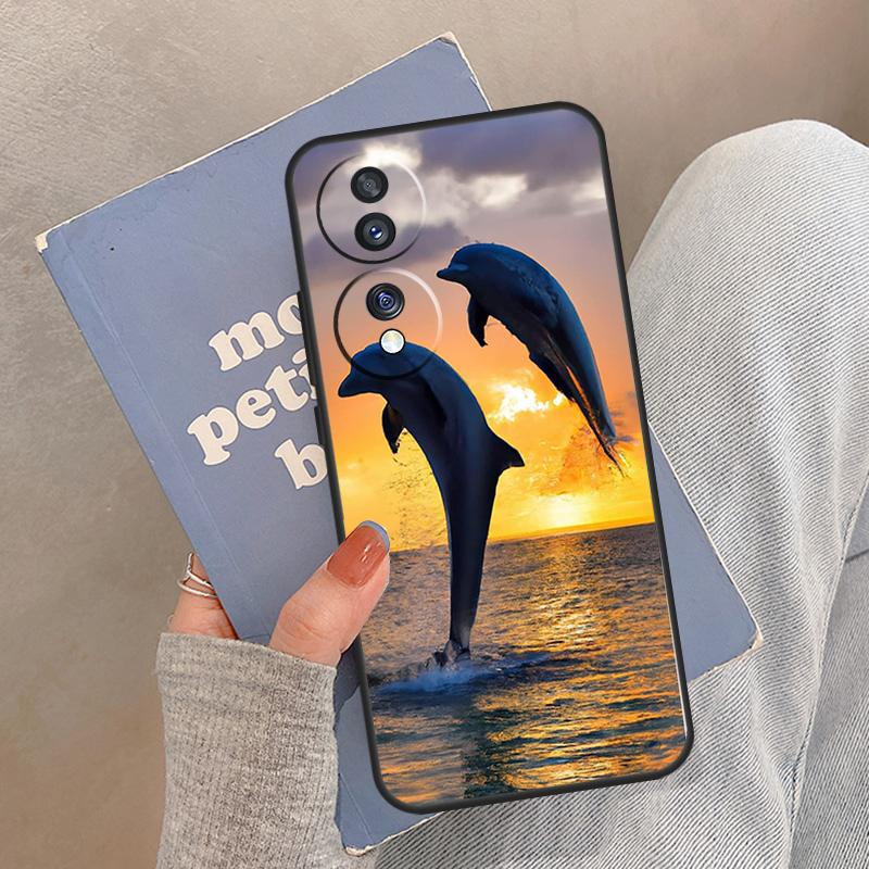 Dolphin For Huawei Honor Magic5 Lite X8 X9a 50 70 P20 P30 P40 Mate50 Pro Nova 5T P Smart 2021 Case