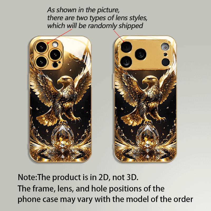 Eagle Fashion Business Luxurious High-end Phone Case Electroplated Glass PhoneCase for iPhone 17161514131211pm Pro Plus