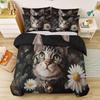 Bedding Sets 2Pcs,Watercolour Bedding Set, Black Cat Quilt Cover and Pillow Cases Soft Microfiber Duvet Cover for Boys and Girls