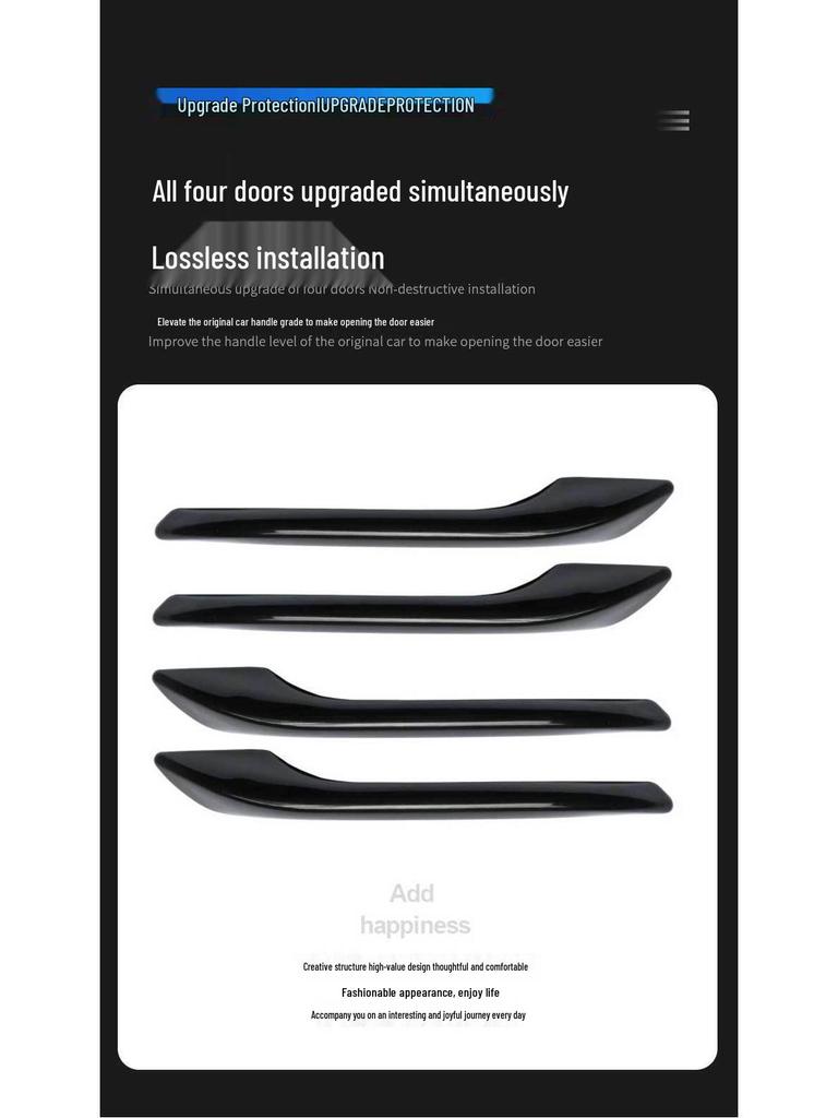 Tesla Model 3/Y Door Handle Carbon Fiber Protectors - Bright Black, Anti-slip