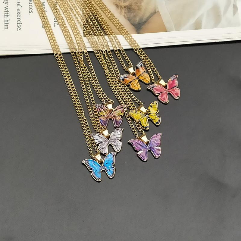 Korean Fashion Cute Butterfly Pendant Necklace for Women Golden Color Statement Necklace Zircon Gifts Wholesale Dropshipping