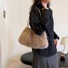 Luxury Furry Shoulder Bag Solid Color Soft Tote Bag Large Capacity Fluffy Clutch Bag