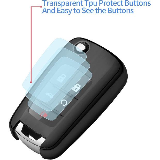 Tukellen for Chevrolet Key Fob Cover Premium Soft TPU Full Protection Key Shell Case Compatible with Chevy Camaro Cruze Impala Equinox Volt Spark