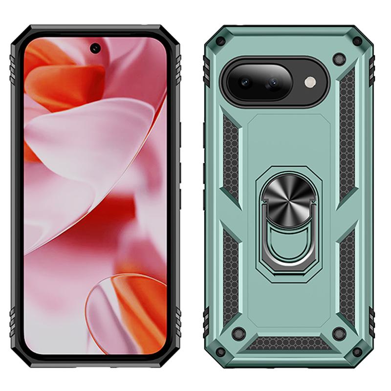 

Чехол для телефона Google Pixel 9A, Pixel 9 Pro XL Прочный ударопрочный защитный чехол с держателем кольца Google Pixel 9 - 5G зелёный