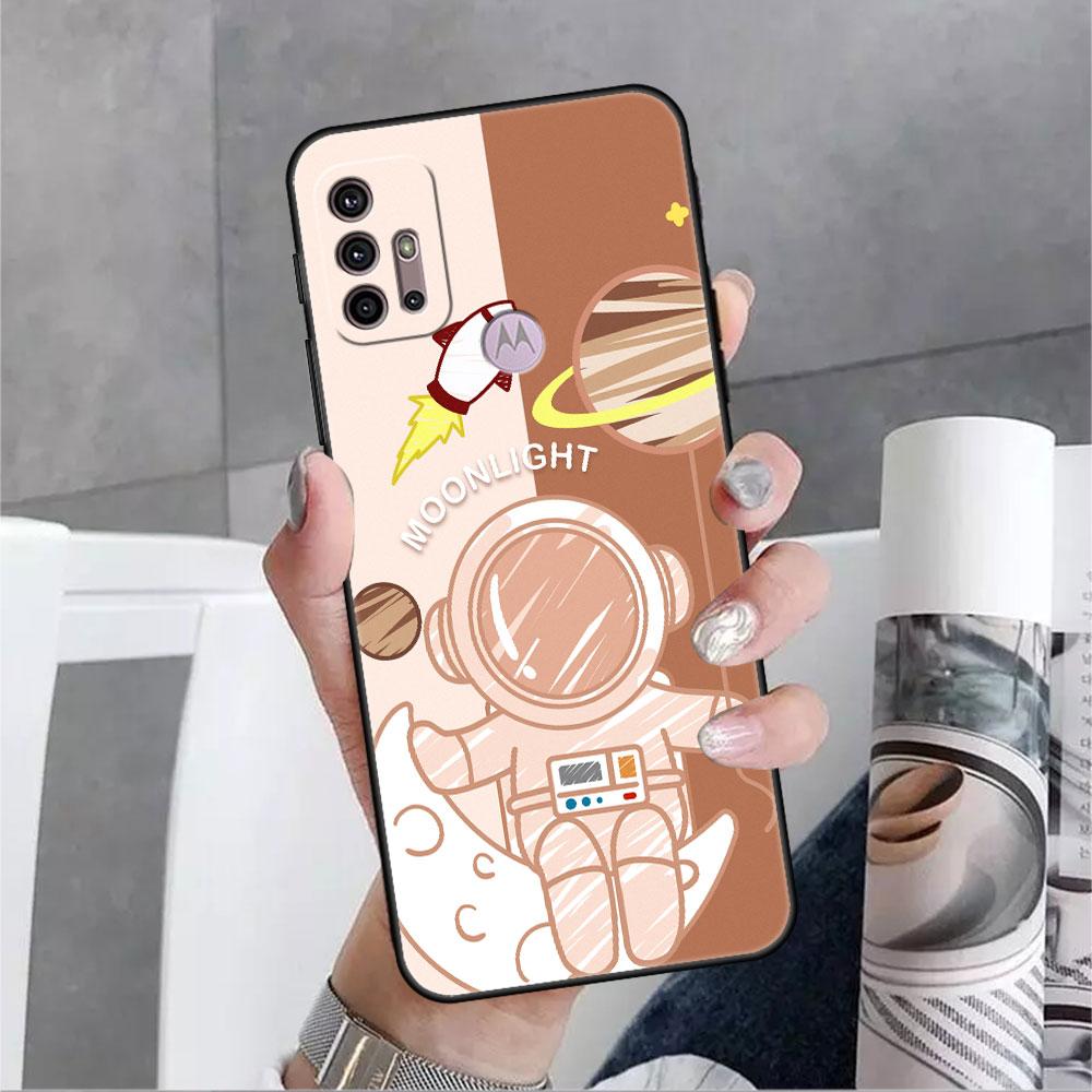 Hülle für Motorola G30 G60 G9 Play One Fusion Plus Edge 20 G8 Power Lite G22 G50 G200 G51 G71 Telefonabdeckung Space Cool Astronaut