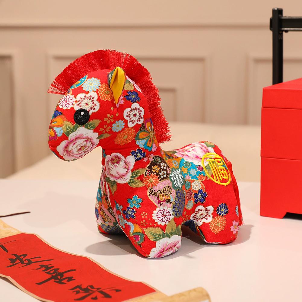 2026 Chinese New Year Horse Mascot Plush Doll Five Gift Soft Stuffed Toy Festival Horse Doll Favor Event Flower Party H7O5