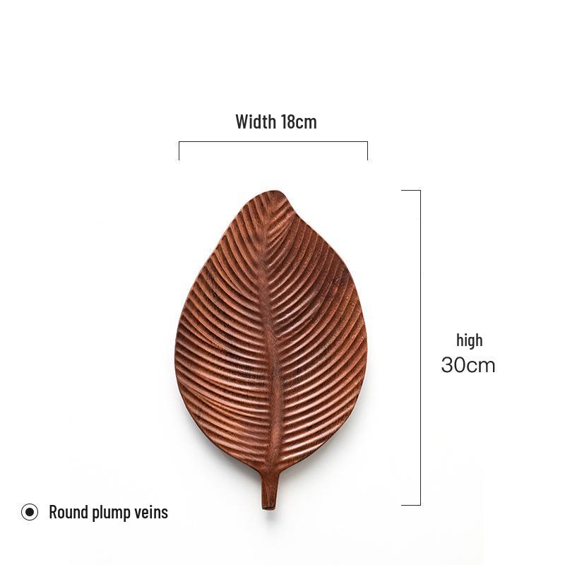 Walnut Leaf Wooden Tea Tray with Saucer & Snack Storage