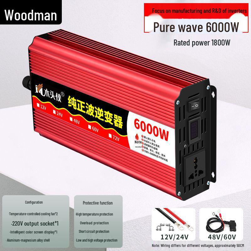High-Power Inverter 12V/24V/48V/60V to 220V, 3000W/4000W/5000W for Car/Home Use