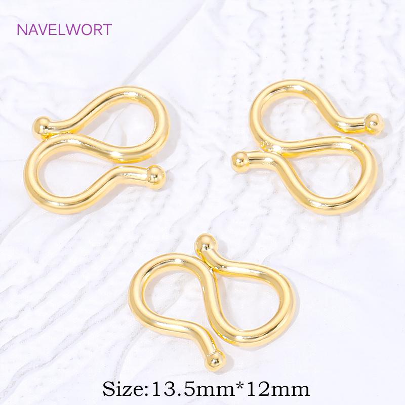 18K Gold Plated Brass S Shape End Clasps Hooks Chain Connectors For Jewelry Making DIY Handmade Bracelets Necklace Accessories