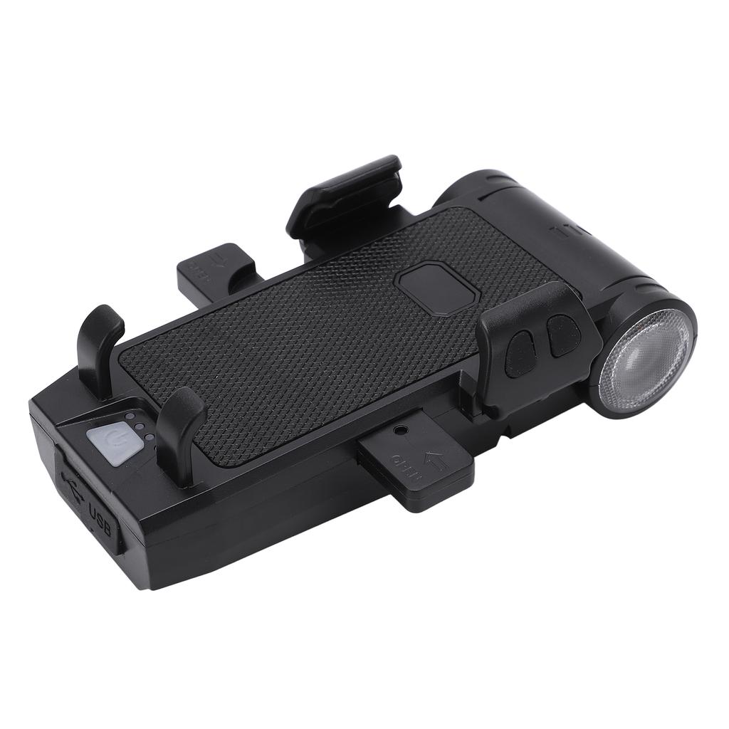 Multifunktionale Fahrradlichter USB Powerbank Fahrradhupe Fahrrad-Handyhalter für Nachtfahrten Schwarz