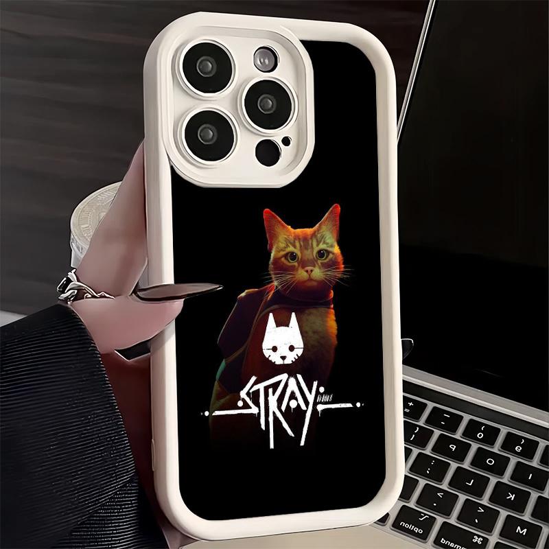 Handyhülle für iPhone 17 Air 16E 15 16 Pro Max Streunerkatze Spiel B-12 Hülle 14 Plus 13 12 Mini Weiche Schale Silikon Fundas