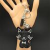 Black Cute Kitty Bowknot Keychain For Women Men Rhinestone Tassel Female Bag Decoration Cat Animal Keyring Jewelry Gifts