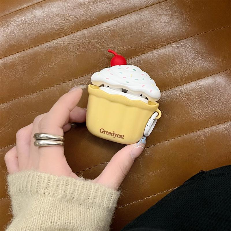 Cute ice cream cup AirPods pro apple bluetooth headset case for 2/3/4 generation cartoon silicone case