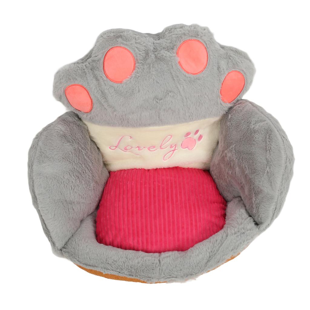 Cute Cat Paw Cushion Half Surrounded Office Chair Pillow Floor Cushion Pad for Bedroom Living Room Cafe Dorm Decor Grey